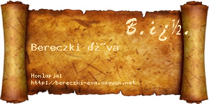 Bereczki Éva névjegykártya